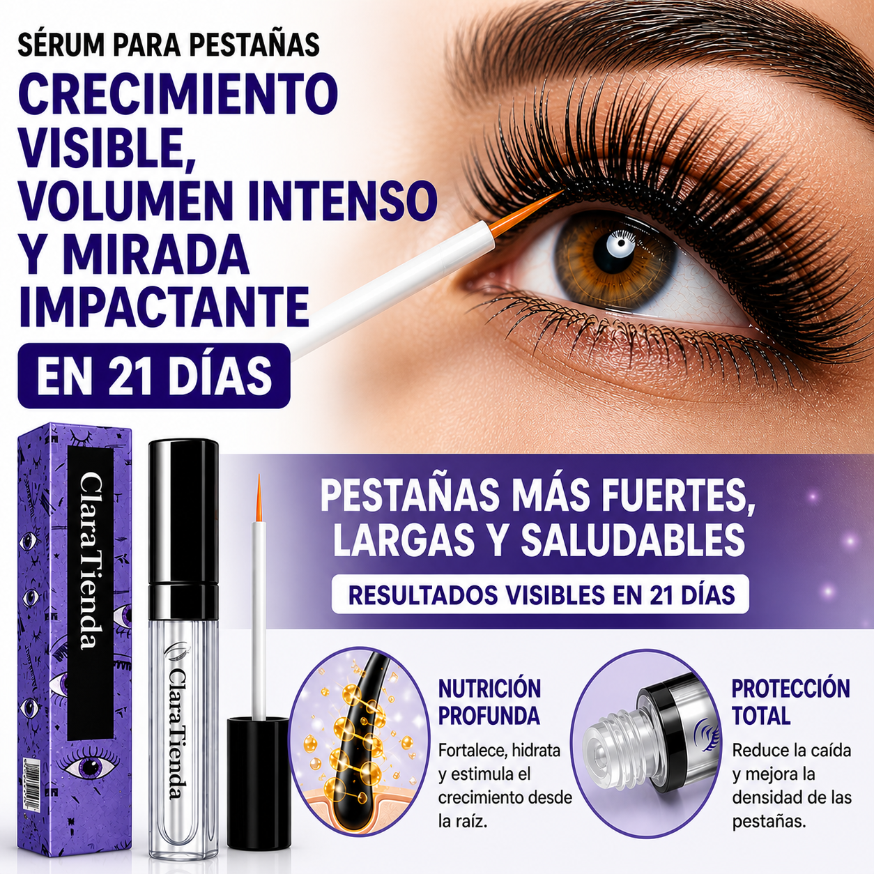Sérum Potenciador de Pestañas – Crecimiento Visible, Volumen Intenso y Mirada Impactante en 21 Días